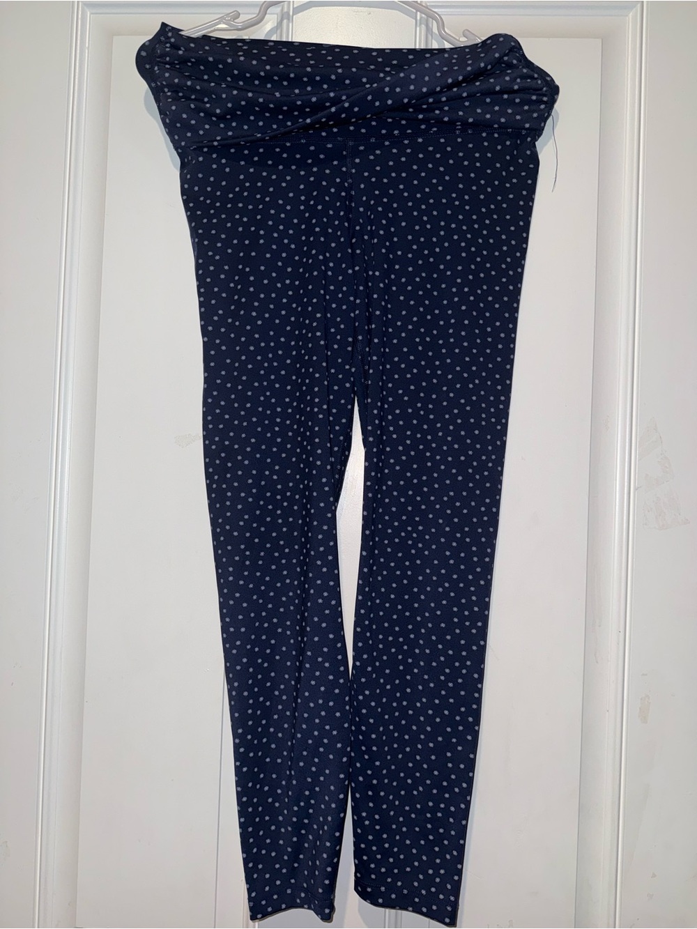 Nike Blue Polka Dot Fold-Over Waist Leggings